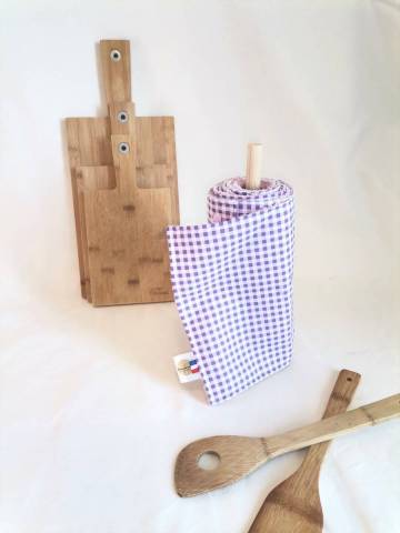 Essuie-tout lavable - Vichy mauve