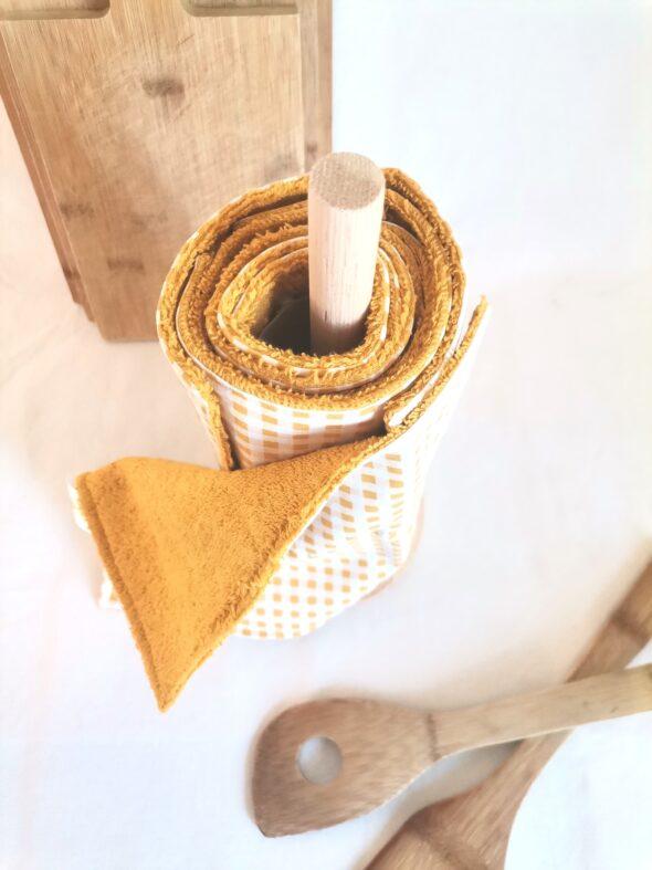 Essuies-tout lavables Carreaux jaune moutarde – Image 2
