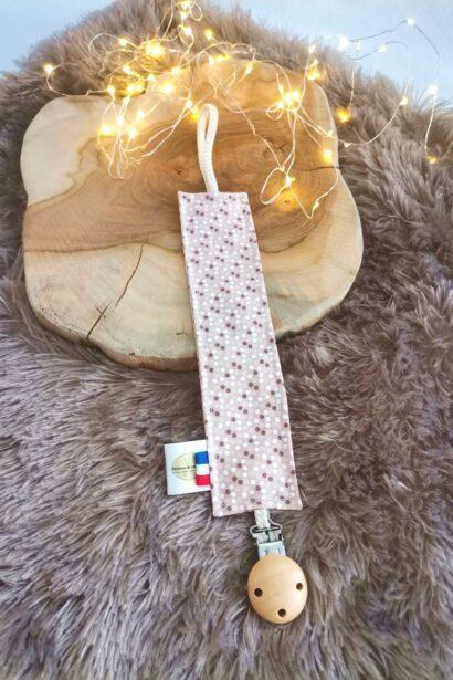 Attache tétine - Confettis rose et beige
