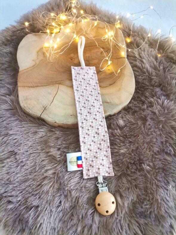 Attache tétine - Confettis rose et beige